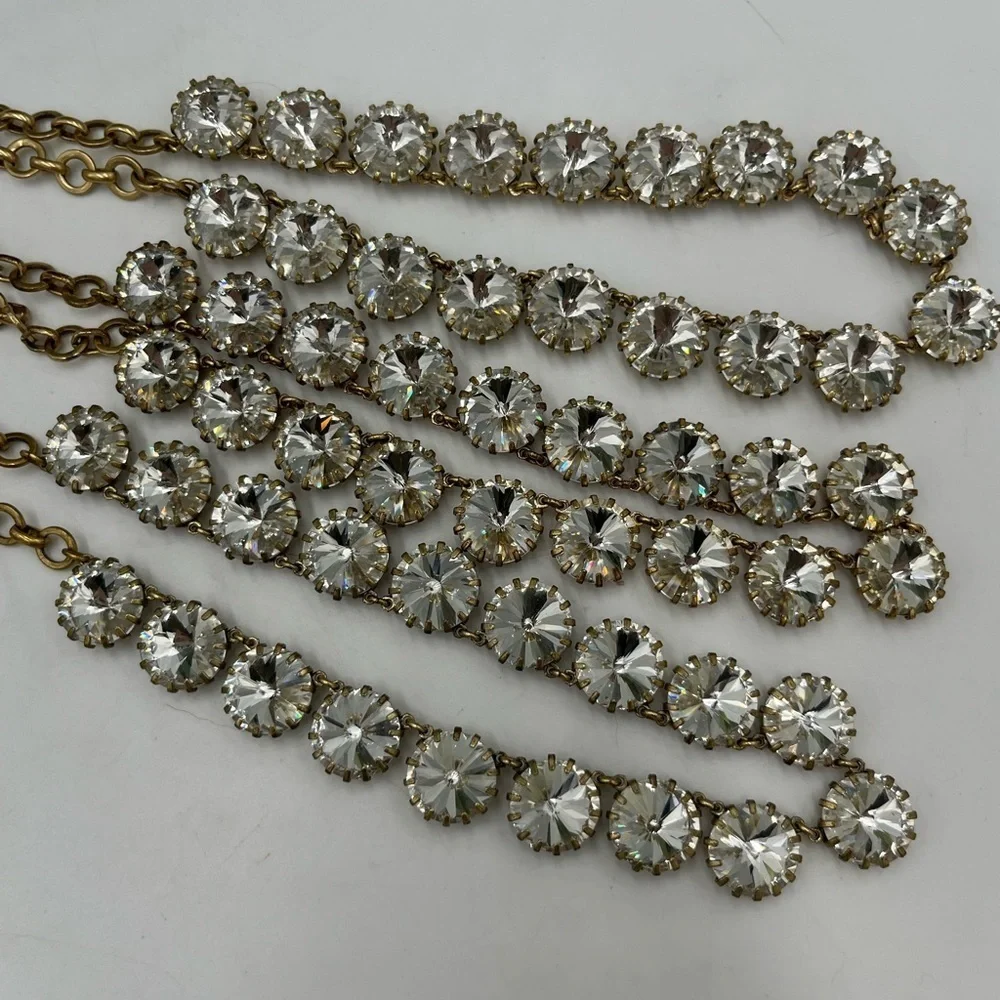 J.‎ Crew Crystal Clear Shimmering Rivoli Gold Tone Statement Necklace